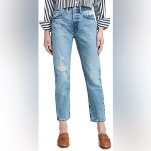 FRAME - Le Original High Rise Distressed Straight Leg Jeans